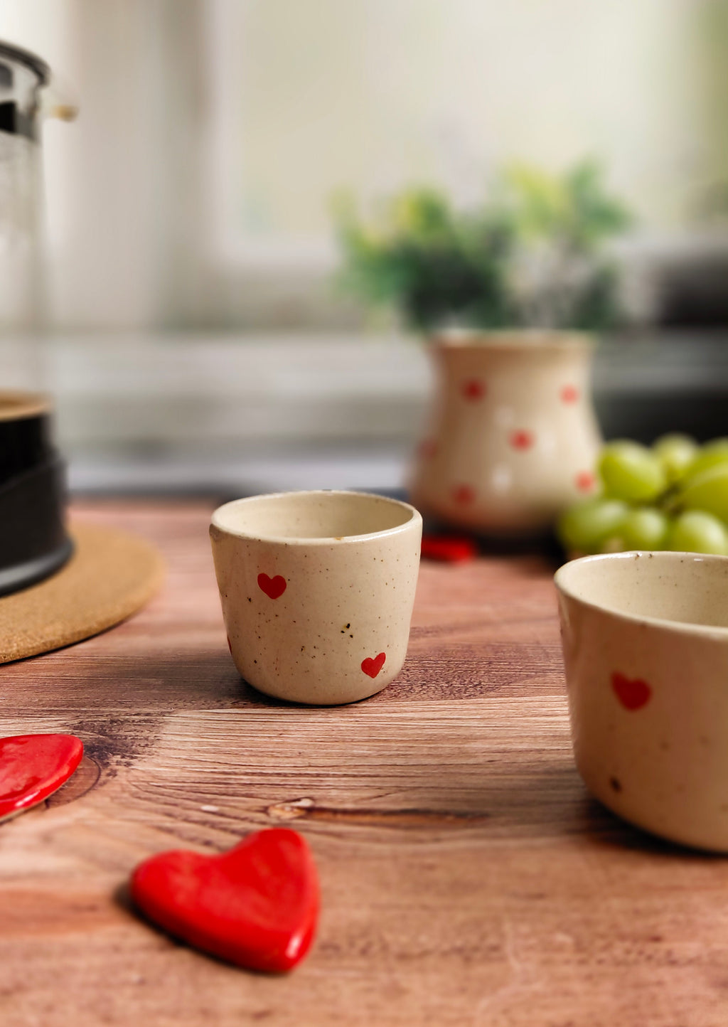 Duo de tasses expresso à cœurs