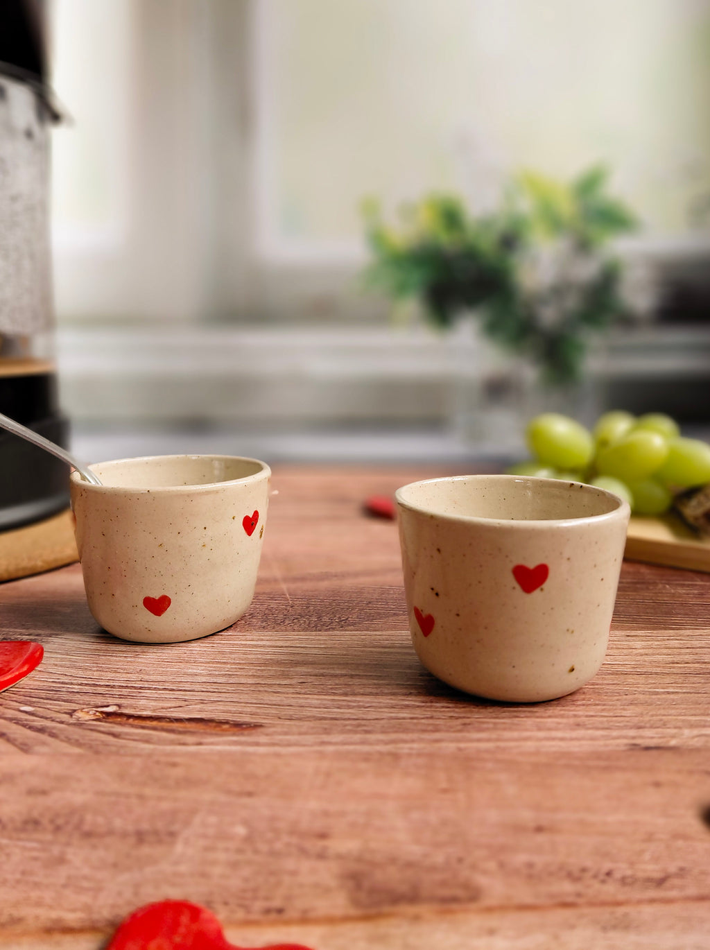 Duo de tasses expresso à cœurs