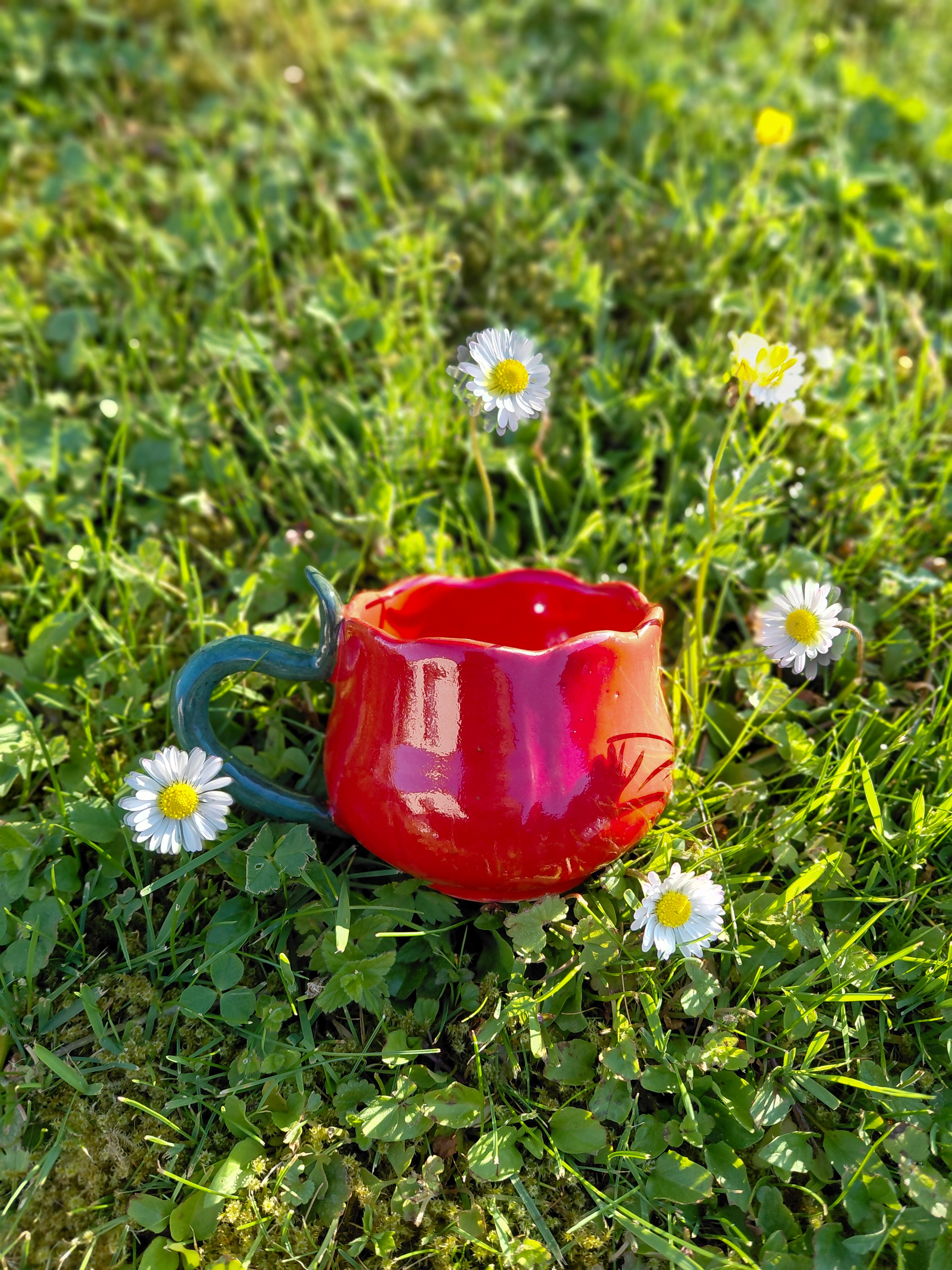 Tasse fleurie rouge 🌹